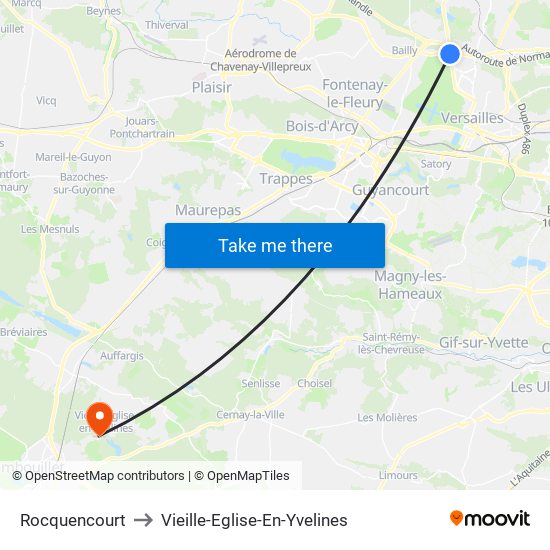 Rocquencourt to Vieille-Eglise-En-Yvelines map