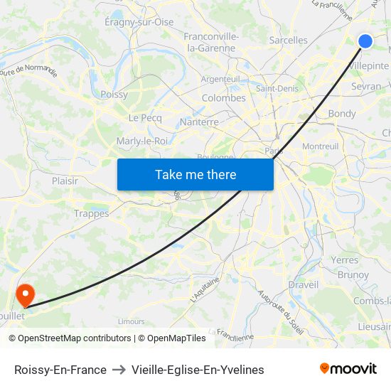 Roissy-En-France to Vieille-Eglise-En-Yvelines map