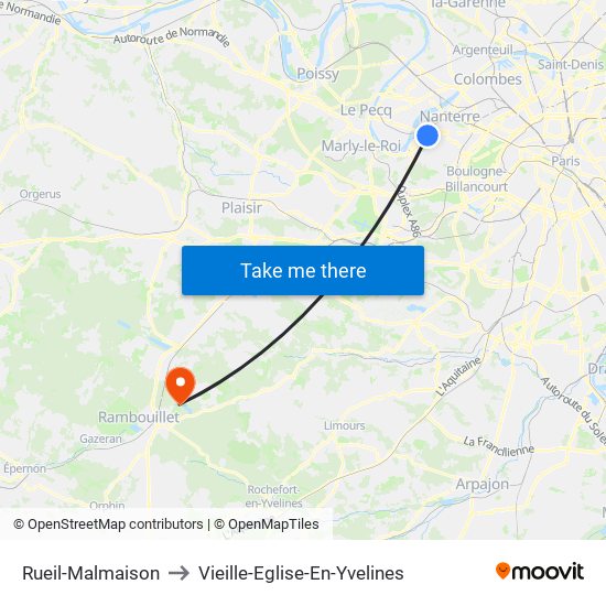 Rueil-Malmaison to Vieille-Eglise-En-Yvelines map
