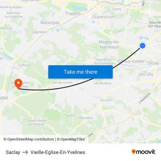 Saclay to Vieille-Eglise-En-Yvelines map