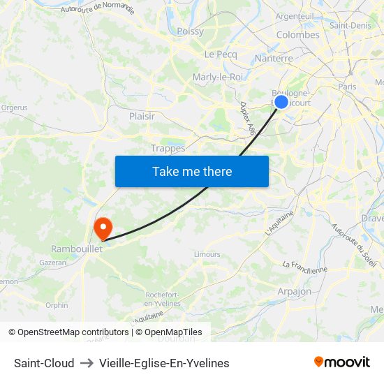 Saint-Cloud to Vieille-Eglise-En-Yvelines map