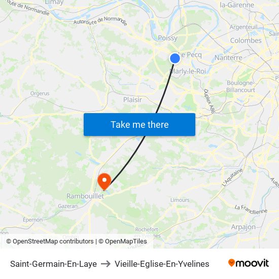 Saint-Germain-En-Laye to Vieille-Eglise-En-Yvelines map