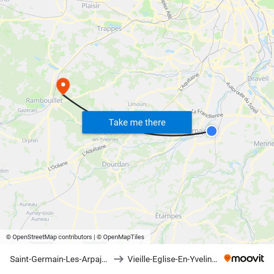 Saint-Germain-Les-Arpajon to Vieille-Eglise-En-Yvelines map