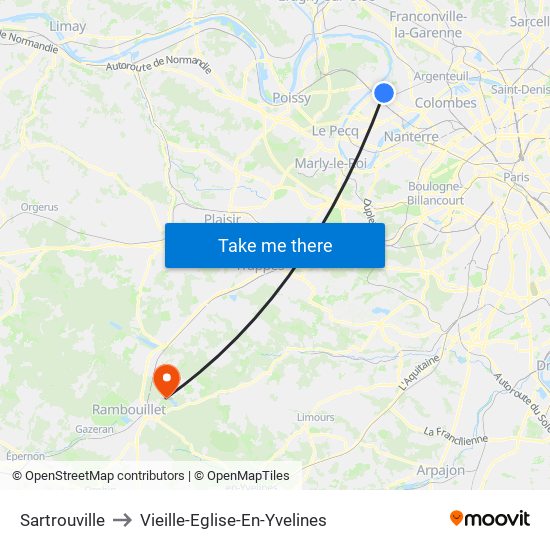 Sartrouville to Vieille-Eglise-En-Yvelines map