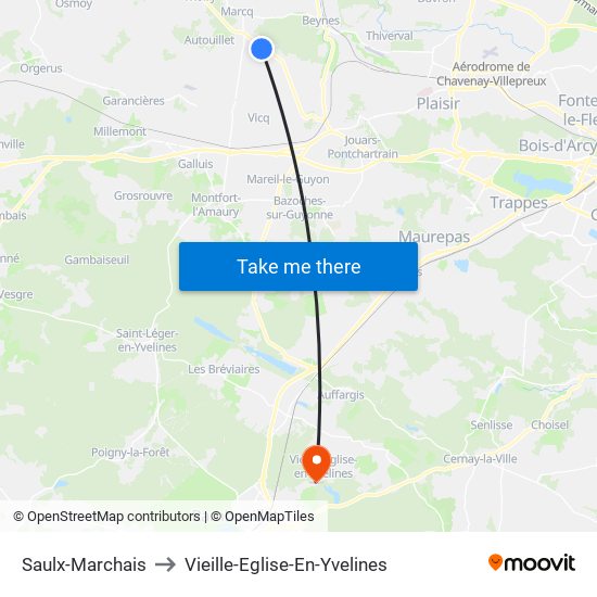 Saulx-Marchais to Vieille-Eglise-En-Yvelines map