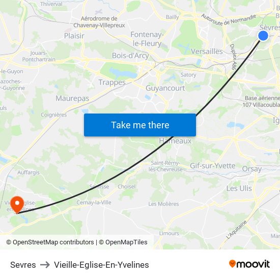 Sevres to Vieille-Eglise-En-Yvelines map