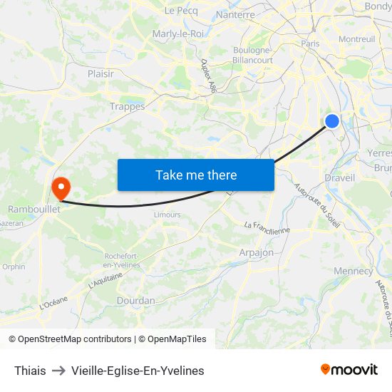 Thiais to Vieille-Eglise-En-Yvelines map