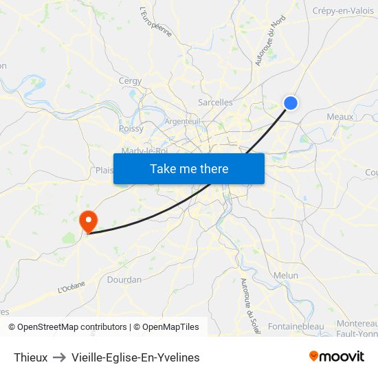 Thieux to Vieille-Eglise-En-Yvelines map