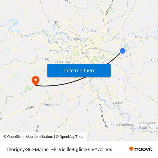 Thorigny-Sur-Marne to Vieille-Eglise-En-Yvelines map