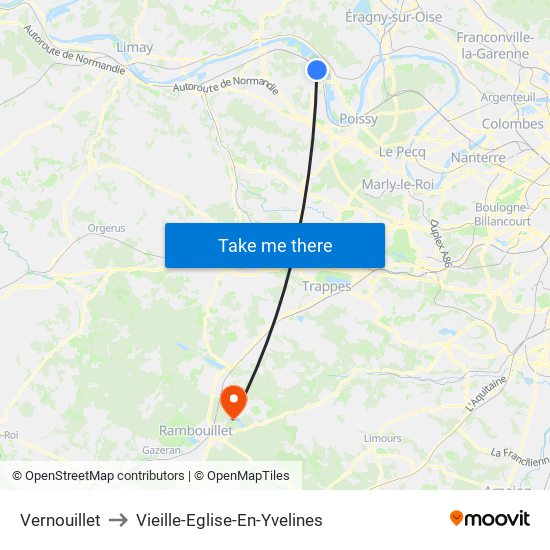 Vernouillet to Vieille-Eglise-En-Yvelines map