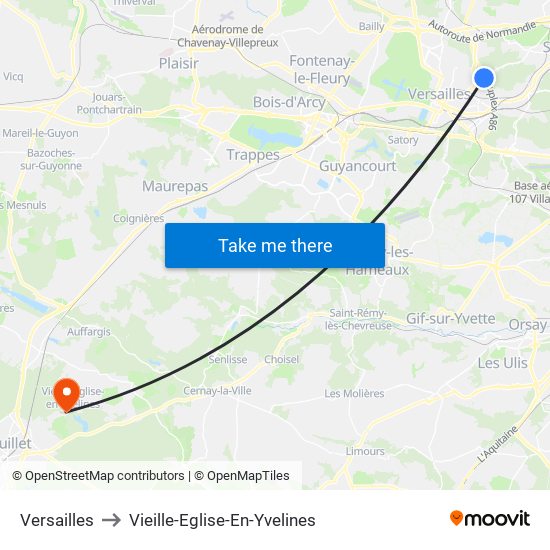 Versailles to Vieille-Eglise-En-Yvelines map