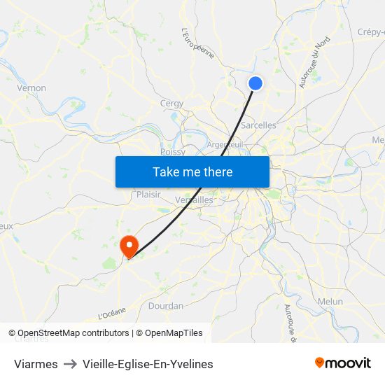 Viarmes to Vieille-Eglise-En-Yvelines map