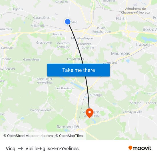 Vicq to Vieille-Eglise-En-Yvelines map