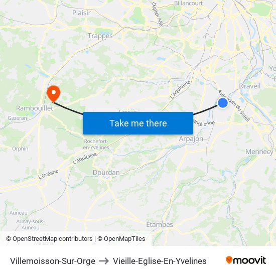 Villemoisson-Sur-Orge to Vieille-Eglise-En-Yvelines map