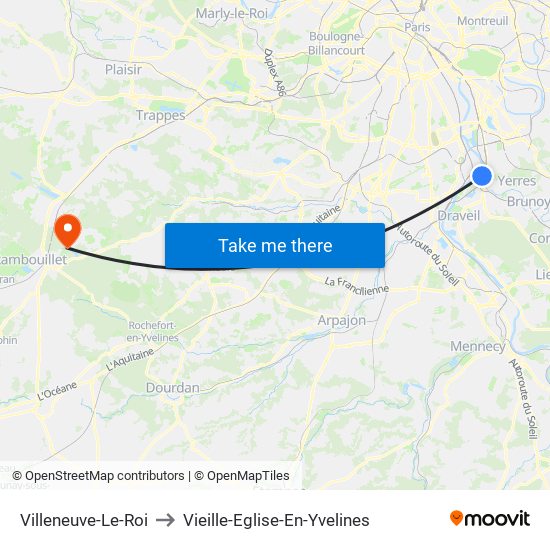 Villeneuve-Le-Roi to Vieille-Eglise-En-Yvelines map