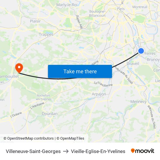 Villeneuve-Saint-Georges to Vieille-Eglise-En-Yvelines map