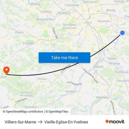 Villiers-Sur-Marne to Vieille-Eglise-En-Yvelines map