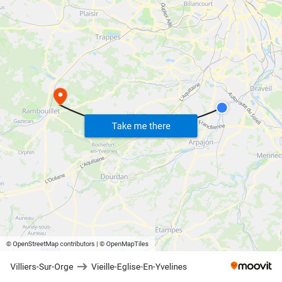 Villiers-Sur-Orge to Vieille-Eglise-En-Yvelines map
