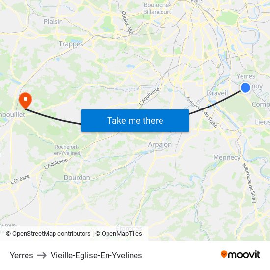 Yerres to Vieille-Eglise-En-Yvelines map