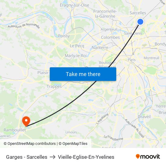 Garges - Sarcelles to Vieille-Eglise-En-Yvelines map