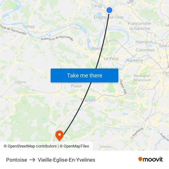 Pontoise to Vieille-Eglise-En-Yvelines map