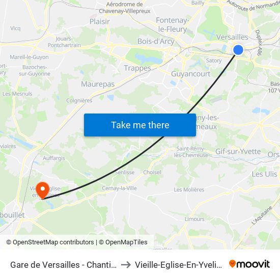 Gare de Versailles - Chantiers to Vieille-Eglise-En-Yvelines map