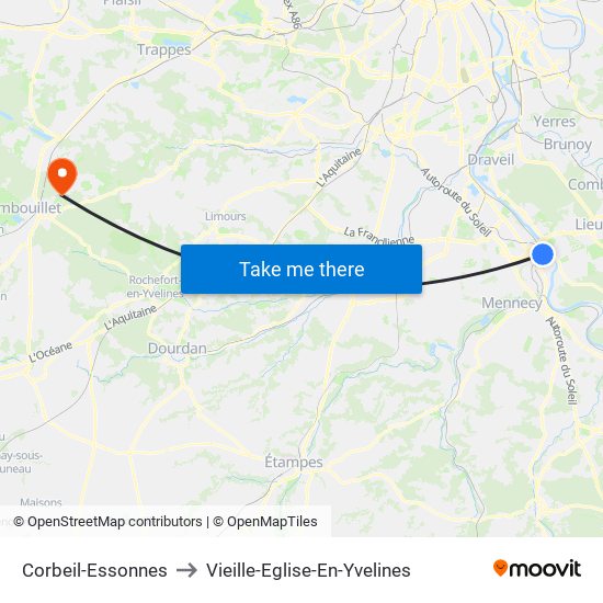 Corbeil-Essonnes to Vieille-Eglise-En-Yvelines map