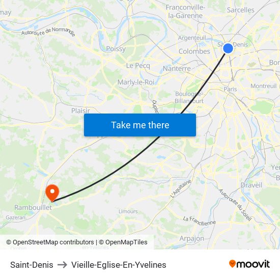 Saint-Denis to Vieille-Eglise-En-Yvelines map