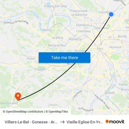 Villiers-Le-Bel - Gonesse - Arnouville to Vieille-Eglise-En-Yvelines map