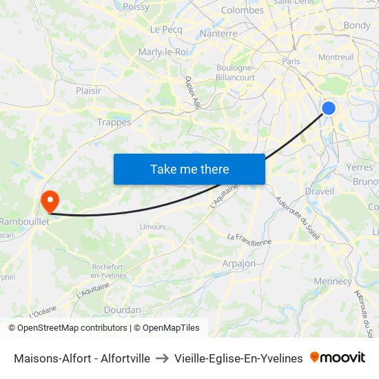 Maisons-Alfort - Alfortville to Vieille-Eglise-En-Yvelines map