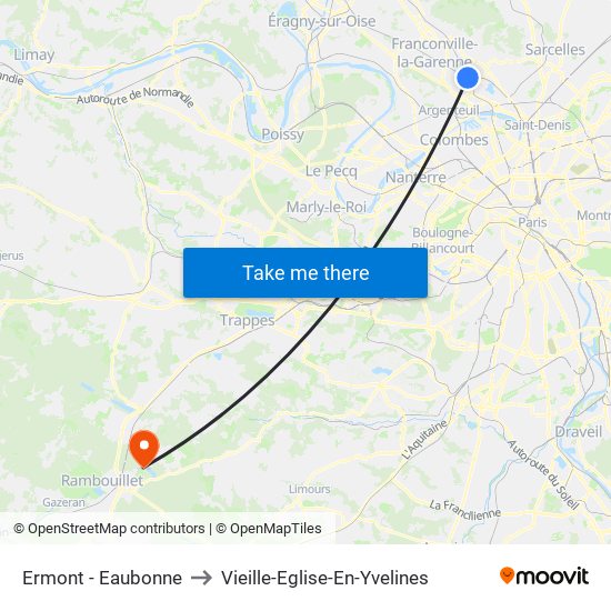 Ermont - Eaubonne to Vieille-Eglise-En-Yvelines map