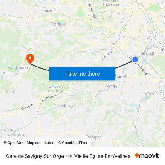 Gare de Savigny-Sur-Orge to Vieille-Eglise-En-Yvelines map