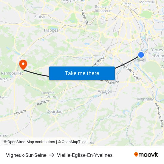 Vigneux-Sur-Seine to Vieille-Eglise-En-Yvelines map