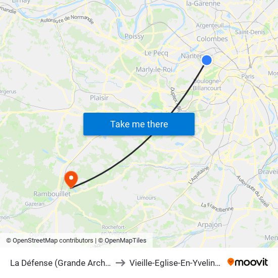 La Défense (Grande Arche) to Vieille-Eglise-En-Yvelines map