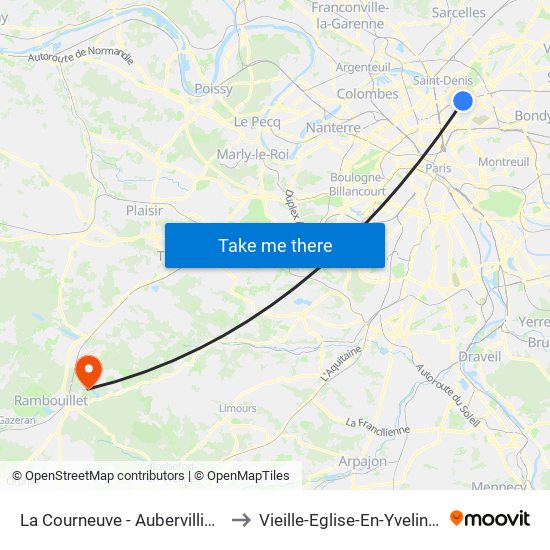La Courneuve - Aubervilliers to Vieille-Eglise-En-Yvelines map
