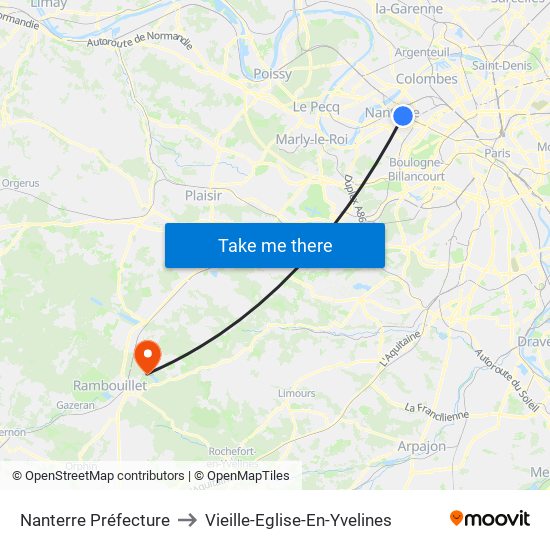 Nanterre Préfecture to Vieille-Eglise-En-Yvelines map