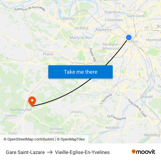 Gare Saint-Lazare to Vieille-Eglise-En-Yvelines map