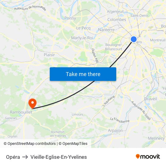 Opéra to Vieille-Eglise-En-Yvelines map