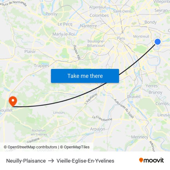 Neuilly-Plaisance to Vieille-Eglise-En-Yvelines map