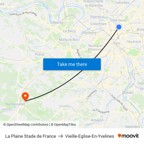 La Plaine Stade de France to Vieille-Eglise-En-Yvelines map