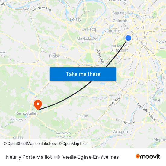 Neuilly Porte Maillot to Vieille-Eglise-En-Yvelines map