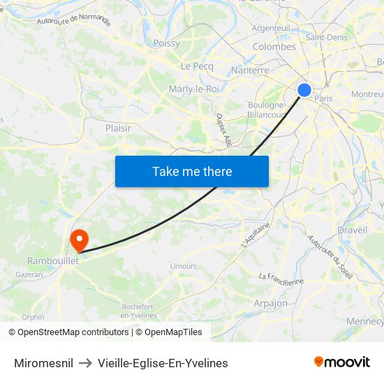 Miromesnil to Vieille-Eglise-En-Yvelines map