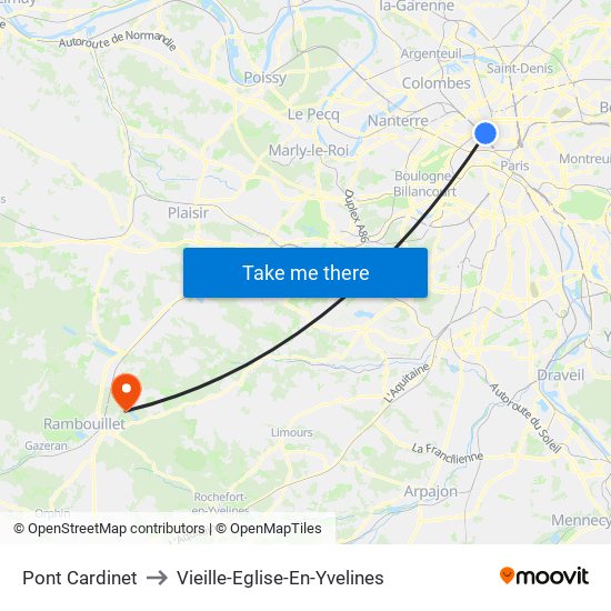 Pont Cardinet to Vieille-Eglise-En-Yvelines map