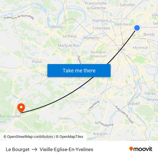 Le Bourget to Vieille-Eglise-En-Yvelines map