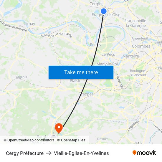 Cergy Préfecture to Vieille-Eglise-En-Yvelines map