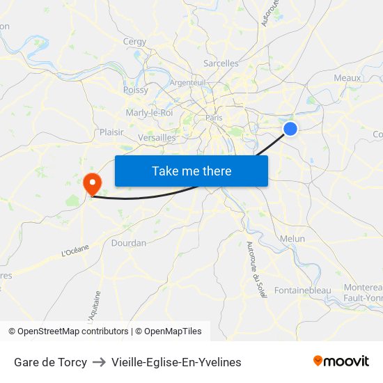 Gare de Torcy to Vieille-Eglise-En-Yvelines map