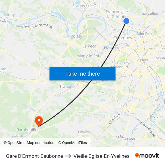 Gare D'Ermont-Eaubonne to Vieille-Eglise-En-Yvelines map