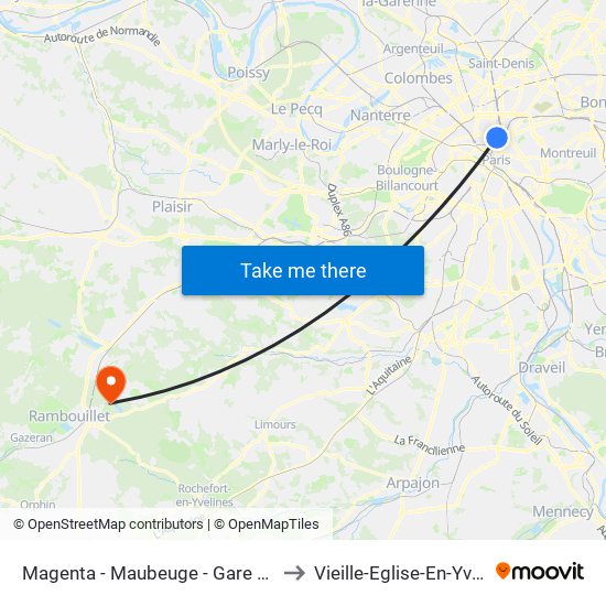 Magenta - Maubeuge - Gare du Nord to Vieille-Eglise-En-Yvelines map