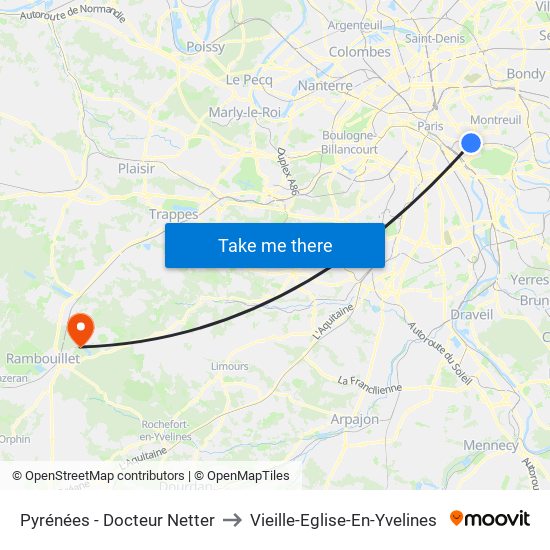 Pyrénées - Docteur Netter to Vieille-Eglise-En-Yvelines map
