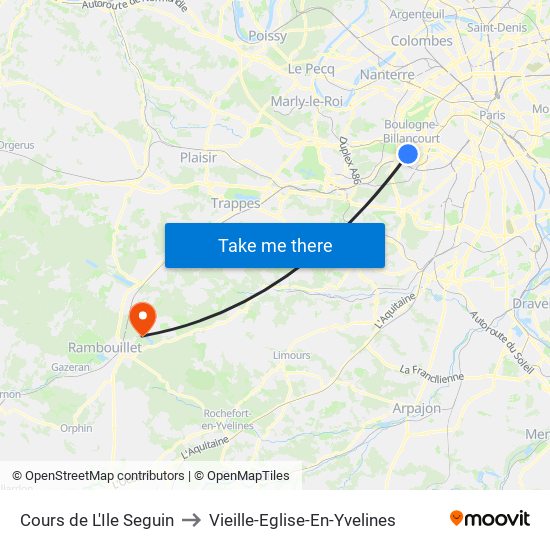 Cours de L'Ile Seguin to Vieille-Eglise-En-Yvelines map